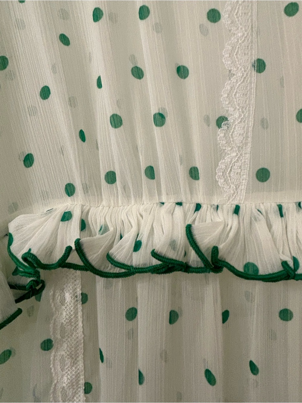 ME+EM Sheer White with Green Polka Dots maxi dress - Picture 4 of 6